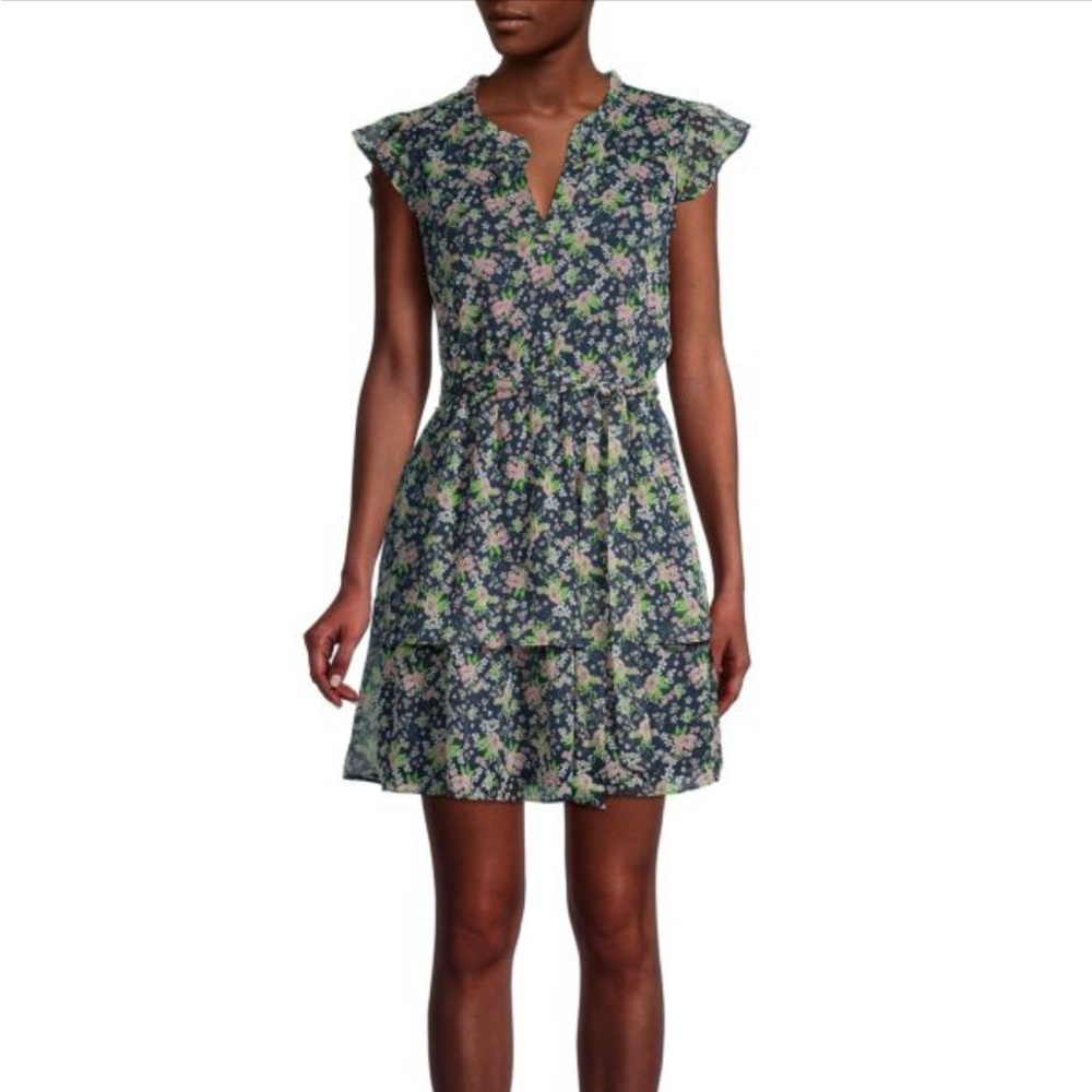 Floral Flutter Sleeve Mini Dress